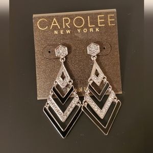 Carolee New York Silver/Black Chevron Dangling Earrings